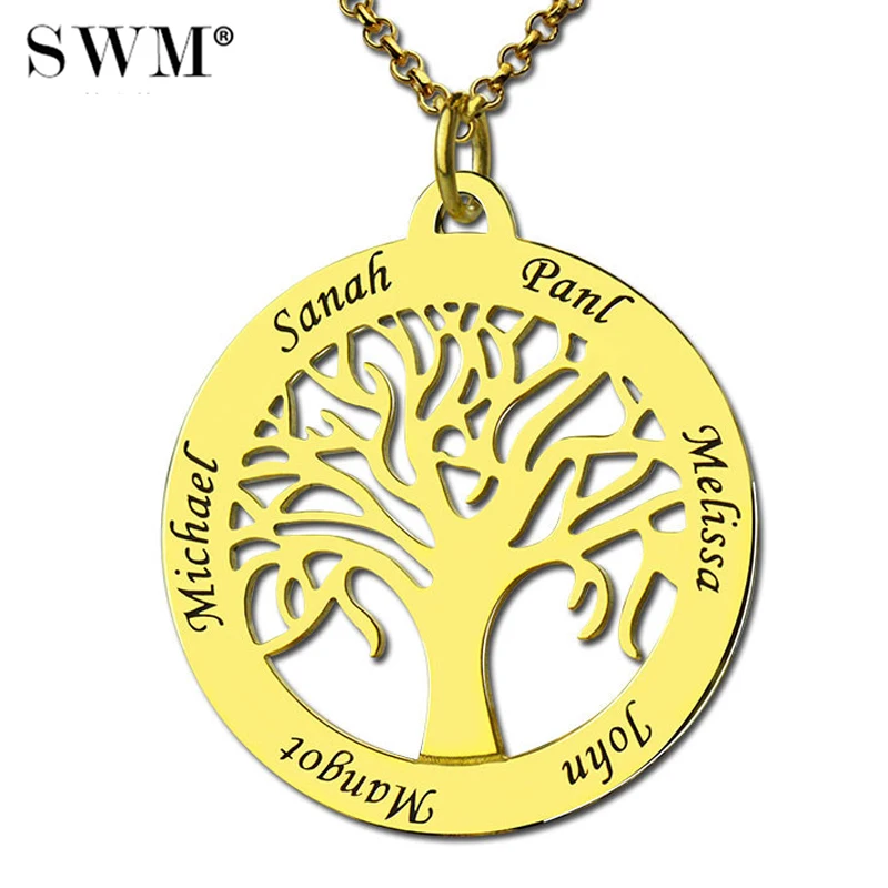 

Women's Costume Letter Necklace Custom Family Tree of Life Necklaces with Families' Names Gold Collana Present for Mom Mother