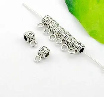 

Free Shipping 300Pcs Tibetan silver Tone Flower Bail Beads Connector Charms Pendants 9x5mm For Jewelry Making Craft DIY