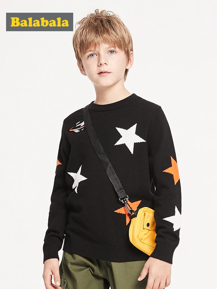 

Balabala Children clothing boys sweater 2019 new autumn boy pullover sweater cotton o neck fashion foreign Korean style