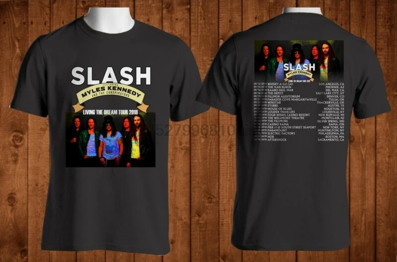 Футболка с надписью &quotSLASH FEAT MYLES KENNEDY&quot Размер S ~ XXL | Мужская одежда