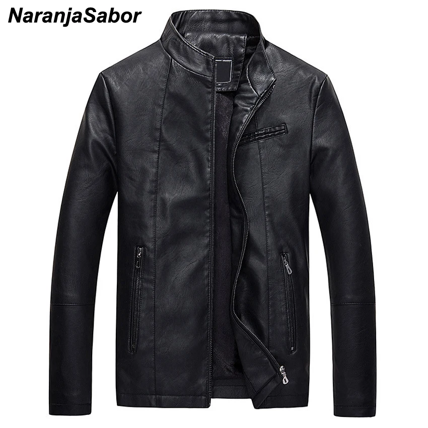 NaranjaSabor зимние осенние мужские кожаные куртки повседневные ветровки на молнии мужские мотоциклетные толстые пальто Мужская брендовая одежда N463