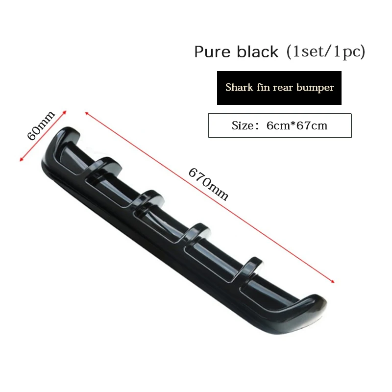 Стильный автомобильный плавник Акула Стиль Универсальный задний бампер ABS наклейки для Acura Chevrolet peugeot 307 308 Seat Leon Mazda 3 6 CX-5 - Название цвета: 67cm Black