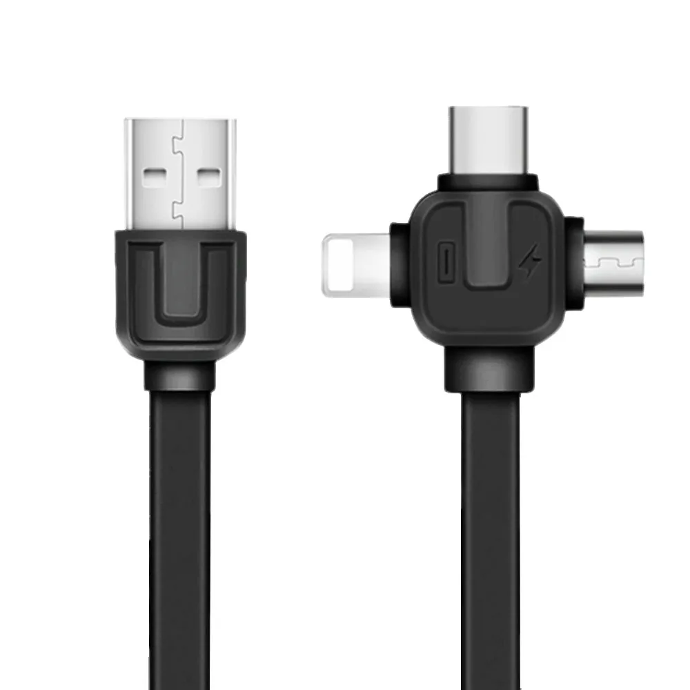 

3 In 1 Micro USB Type-C Lighting Charging Cable for IPhone 7 8 Plus X Xiaomi 6 8 Fast Charge Sync Data Cord TPE Charger Wire 1M