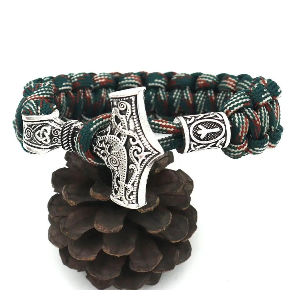

Nostalgia Thor Hammer Mjolnir Viking Bracelet Nordic Runes Bead Dropshipping Jwelry For Women Cuff Wristband Bracelets & Bangles