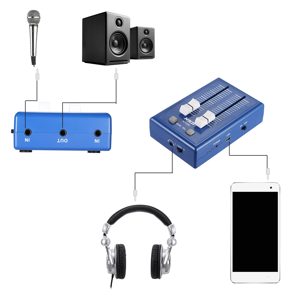 K1000 профессиональная мини гарнитура для мобильного телефона звуковой миксер Карманный миксер 3,5 мм интерфейсы с адаптером питания