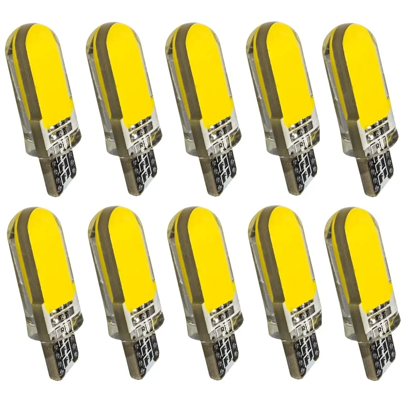 

10pcs T10 W5W Silicone Case 12Chips COB LED Car Parking Light 501 Silica Gel LED Wedge Interior Dome Lamp Auto Turn Side Bulbs