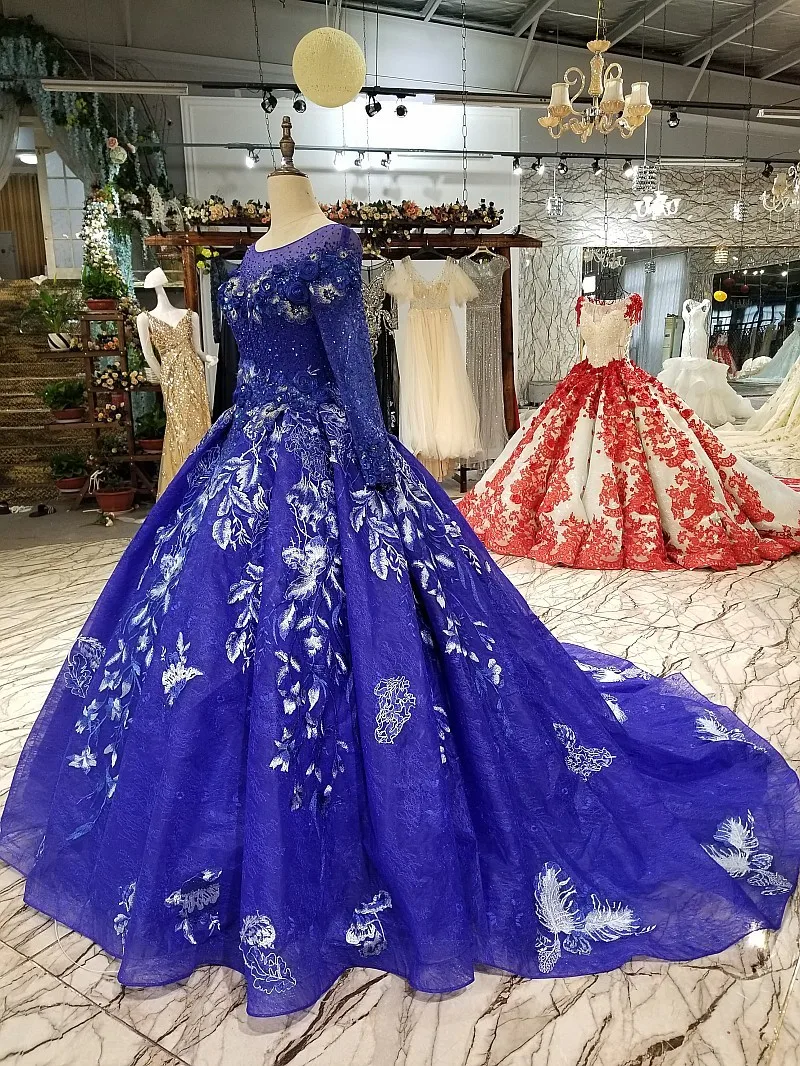 Одежда с длинным рукавом платье с настоящим фото de festa плюс Размеры платье для выпускного вечера 2018 бальное платье с длинными рукавами