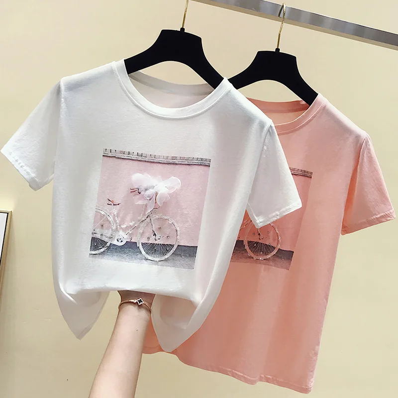 Женская футболка классная белая футболка с принтом летний топ с коротким рукавом и круглым вырезом женские футболки из хлопка и полиэстера Harajuku женская одежда
