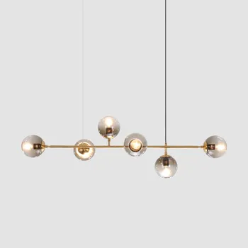 

modern hand blown glass shade chandelier long hanging suspension for deco home gold glass ball magic bean luminaire plafonnier