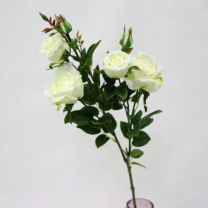Flone 6 Heads Artificial Rose Flowers Silk Flower Bouquet Branch Fake Flower Wedding Decor Birthday Party Crafts Decor Flowers (14)