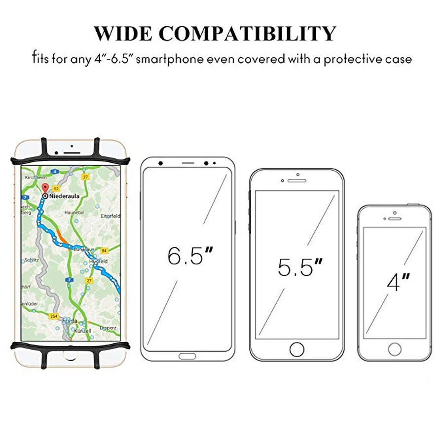 Велосипедный держатель для телефона 4,0-6,5 дюймов, универсальный силиконовый держатель для смартфона, gps, подставка для велосипеда, настенный кронштейн, руль