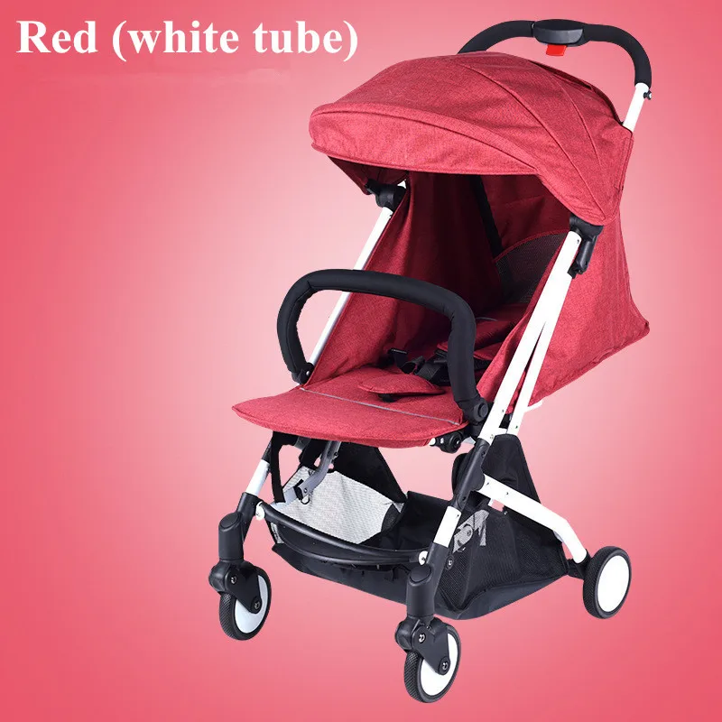 4 в 1 зонтик коляска легкий портативный Детские коляски четыре колеса анти-шок один ключ складная тележка - Цвет: red