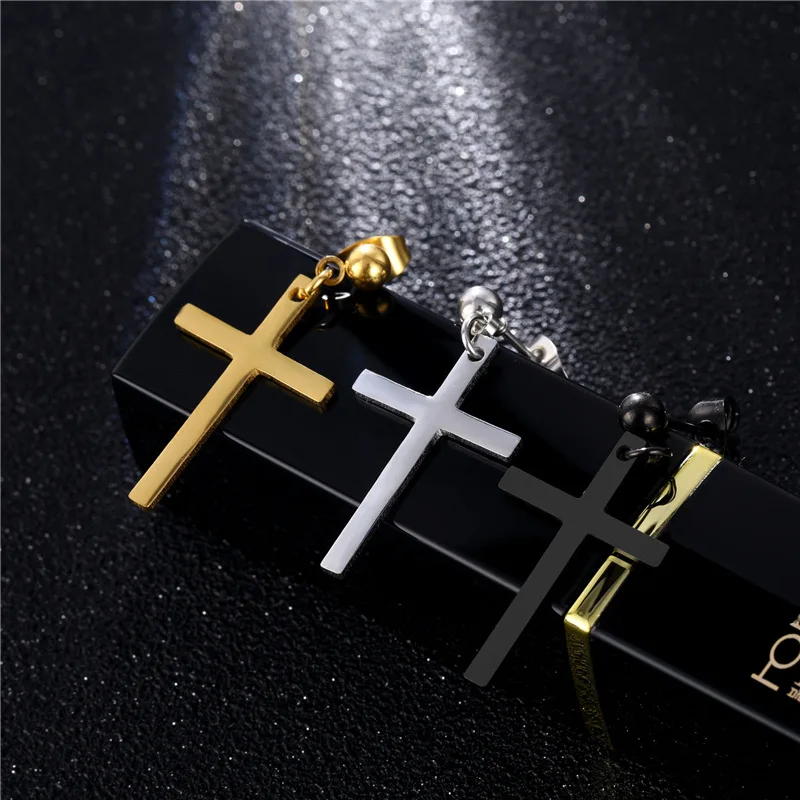 Semitree 304 Stainless Steel Colorful Cross Drop Earrings Men Women Anti-allergy Dangle Earring Fashion Wholesale Jewelry Bijoux - Image 5