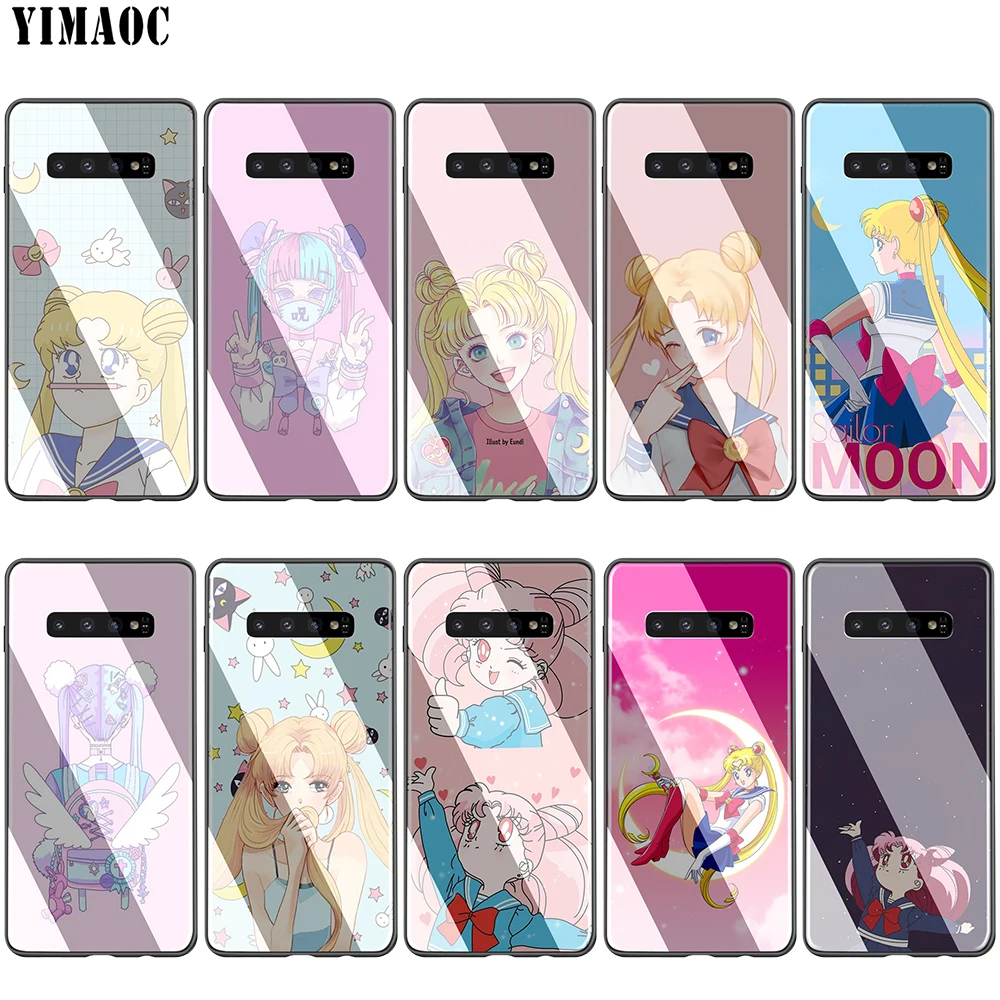 Lavaza японское аниме Kawaii Сейлор Мун стеклянный ТПУ чехол для Samsung Note 8 9 S7 S8 S9 S10 A10 A20 A30