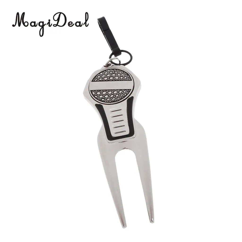 MagiDeal Alloy Golf Putting Green Divot Tool Lawn Repair with Ball Mark Golf Gift