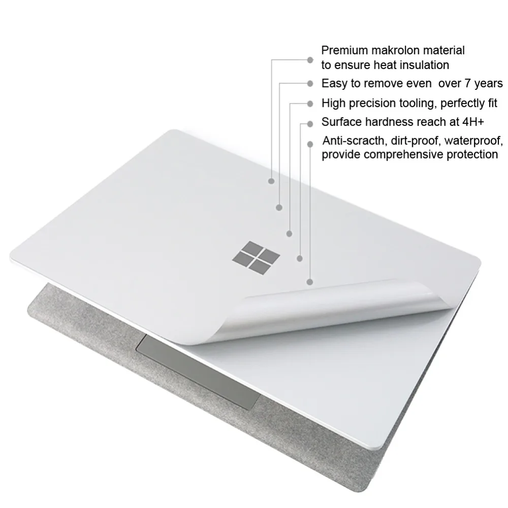 XSKN для новых 1" microsoft Surface Book 2 полное покрытие корпуса защитные наклейки, 4 в 1 3 м Наклейка декоративная пленка серебро