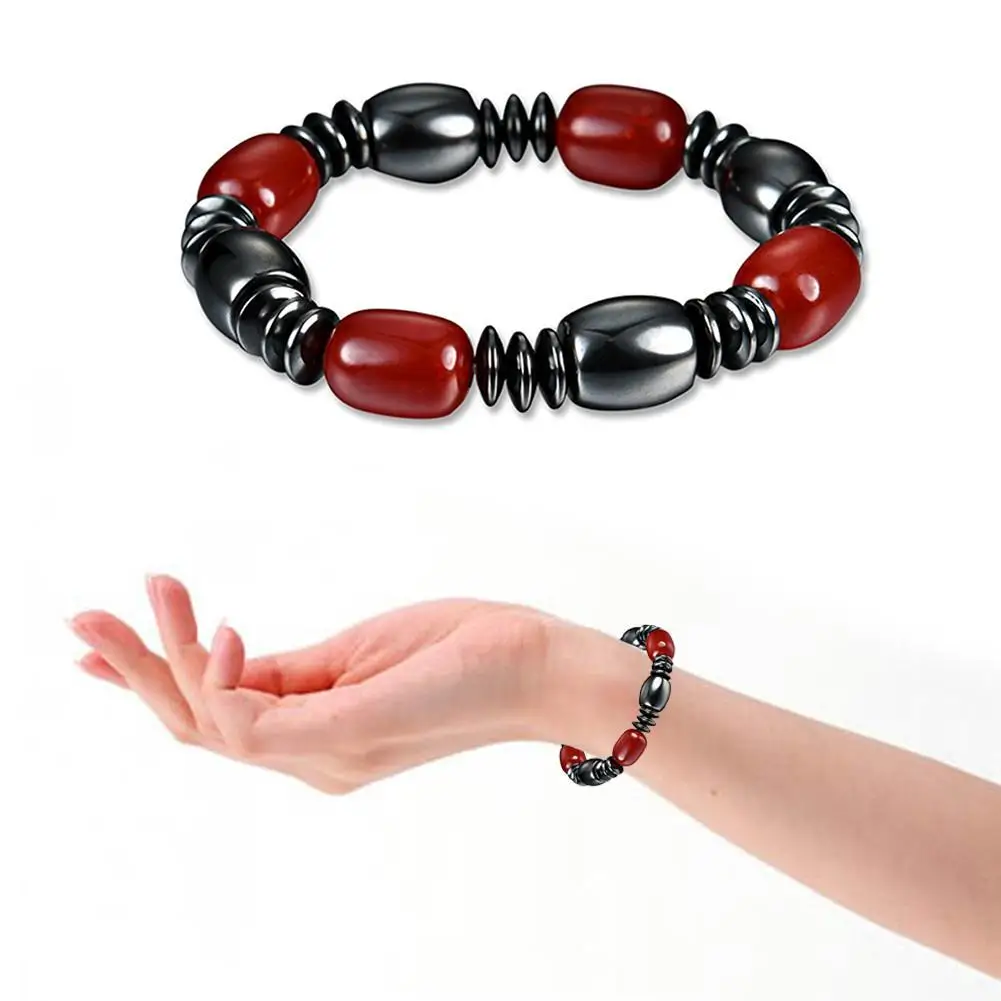 2018 New Multi shaped Black Red Stone Bracelet Health
