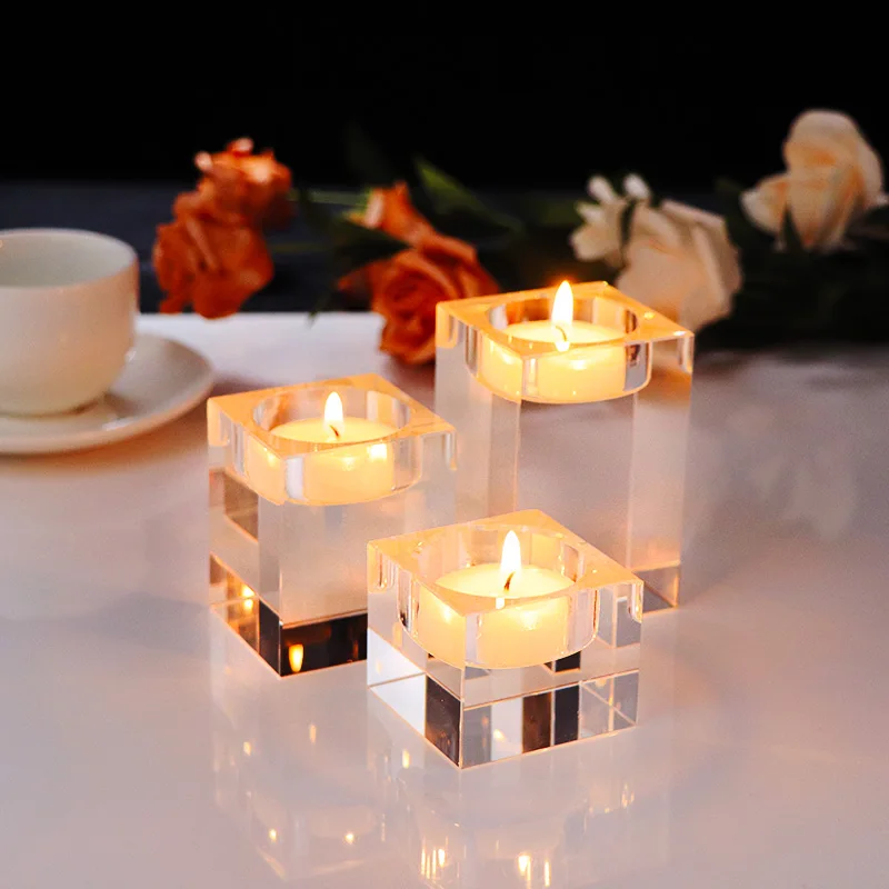 Хрустальный куб подсвечник центральные стеклянные подсвечники для домашнего декора аксессуары для украшения стола подставка для свечи