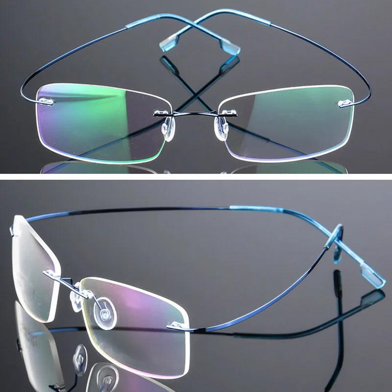Zilead титановые очки без оправы для близорукости и оптическое стекло Мужские сверхэластичные близорукие очки 0to-4.0 диоптрий - Цвет оправы: blue myopia 3.5