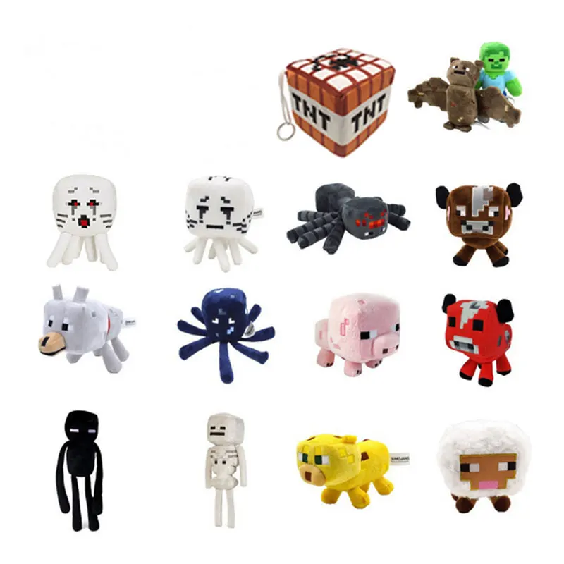 1pcs 16-26cm MineCraft Plush Toys Enderman Wolf Cat Zombie Spider Sketelon Soft Stuffed Plush Doll Toys Children Birthday Gifts