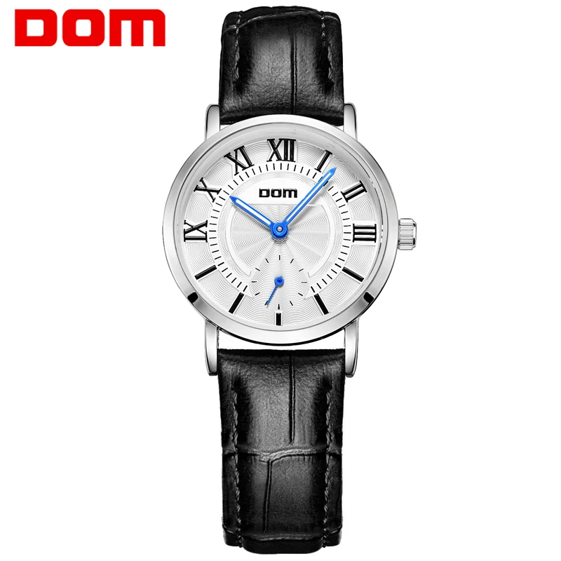 

DOM Womens Leather Watches Top Brand Female Quartz Watch Casual Waterproof Black Strap Women Wrist Watch Reloj Mujer G-3211