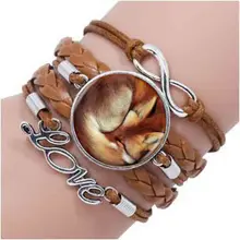 1 шт./лот, серебряный браслет с лисой, длинные браслеты ручной работы, модные браслеты для женщин, ювелирные изделия