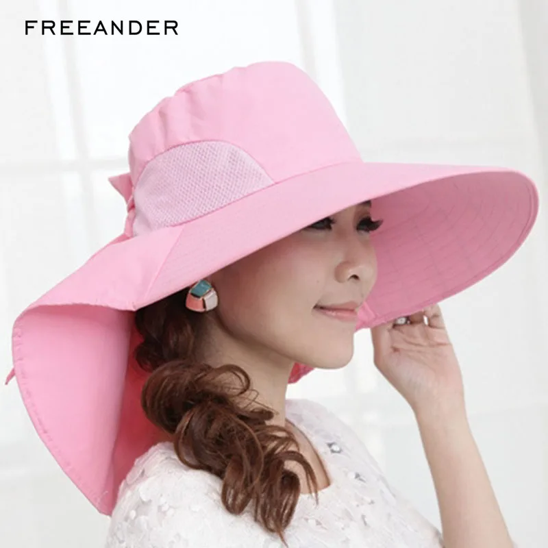 Freeander 1 шт. Женская Солнцезащитная шляпа Пляжная Панама 2018 модная с большим бантом