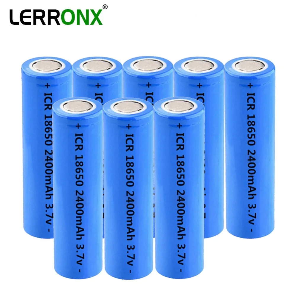

LERRONX 3.7V 2400mAh Li ion 18650 Rechargeable battery ICR18650 Lithium batteries for Flashlight Headlight Power Electronic tool
