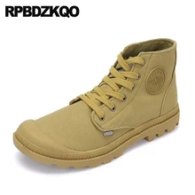 Тренерские Нескользящие итальянские ботинки милитари, холщовая ткань, ботиночки с высоким берцем размера плюс, мужские кроссовки из джинсовой ткани, Повседневная Армейская Обувь На Шнуровке