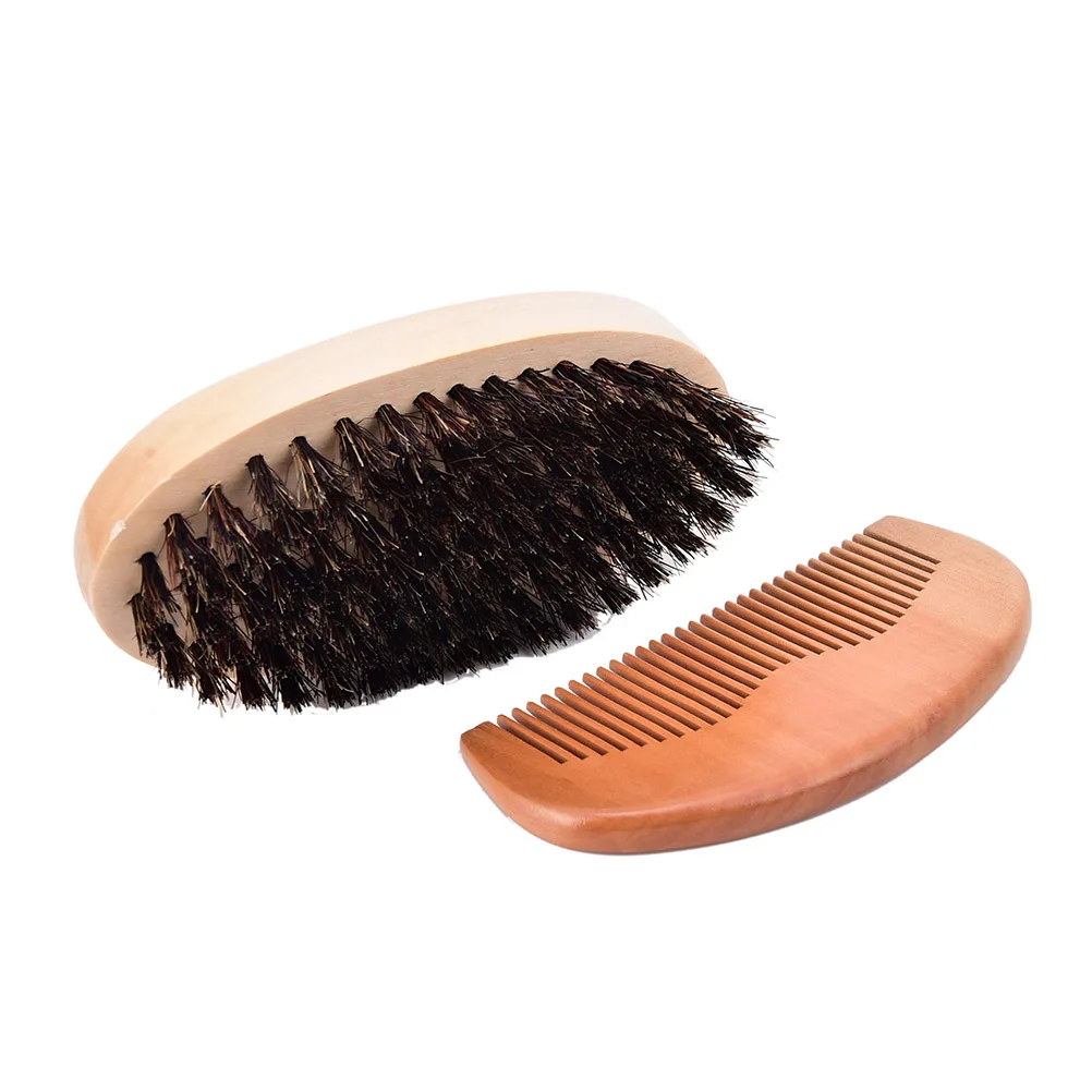 1Pc Useful Wood Handle Natural Pig On The Hair Brush Facial Beard