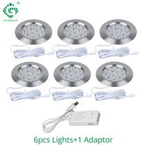 Кухонный шкаф Светодиодный светильник 12V 3W Круглый шкафчик с шайбой Светильник Гардеробная мебель Контракторная лампа Витрина Книжная полка Освещение