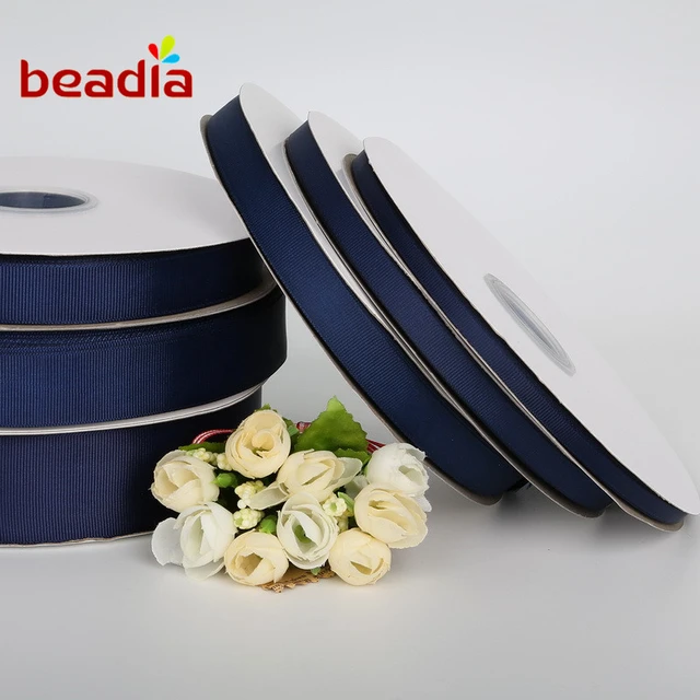 Navy Blue Color Satin Grosgrain Ribbon, DIY Wedding Gift Wrapping  Decoration, Hairbow Crafts Package, 6-38mm, 5 Yards per Lot