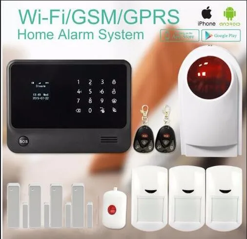WIFI GSM alarm system APP control intruder gsm wifi alarm support sensor self checking smart socket two way intercom home alarm WIFI GSM alarm system APP control intruder gsm wifi alarm support sensor self checking smart socket two way intercom home alarm