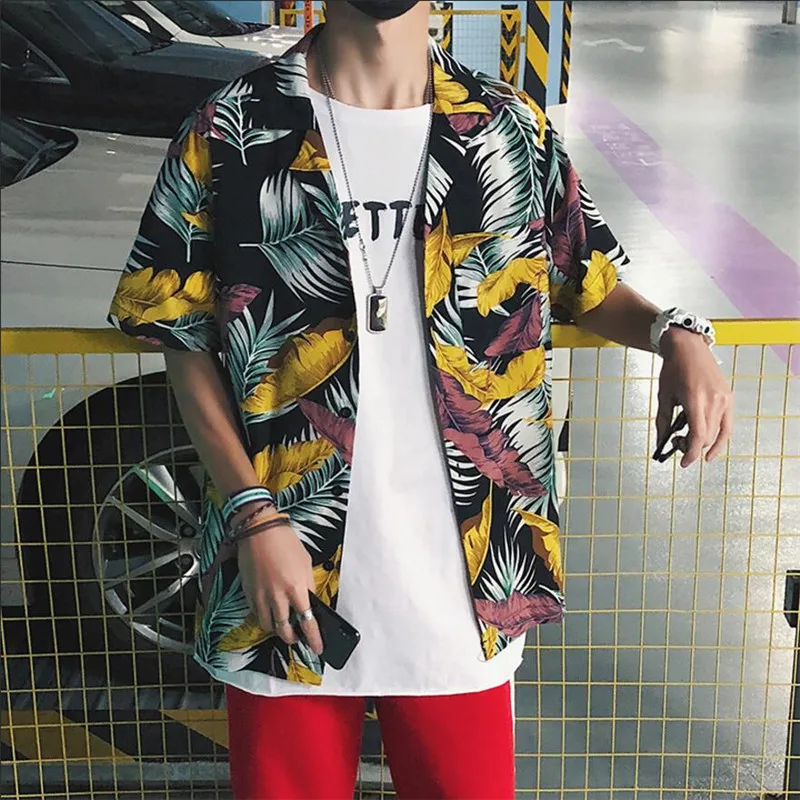 Hawaiian Casual Printing Beach Shirts Men Fashion Floral Hawaii Shirt Summer 2019 Seaside Holiday Camisas Clothing A5497