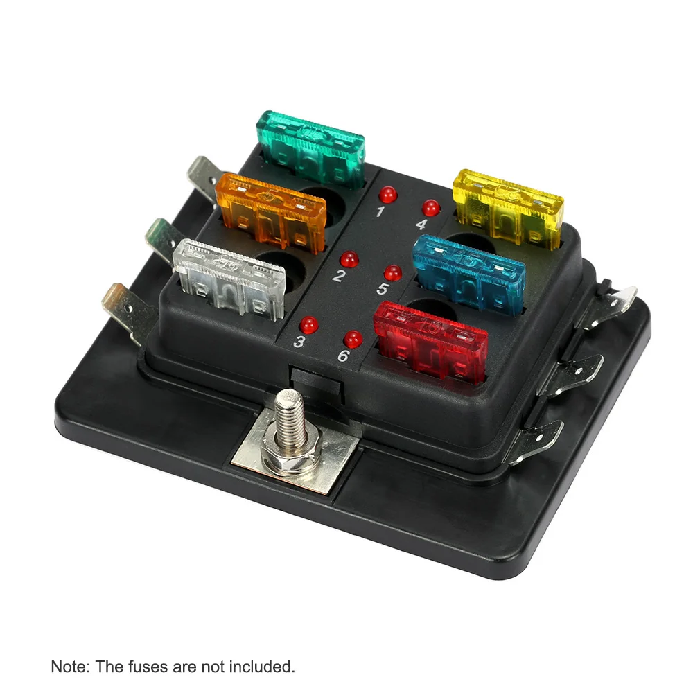 KKMOON 6 Way Blade Fuse Box Holder with LED Warning Light ... small boat fuse box 