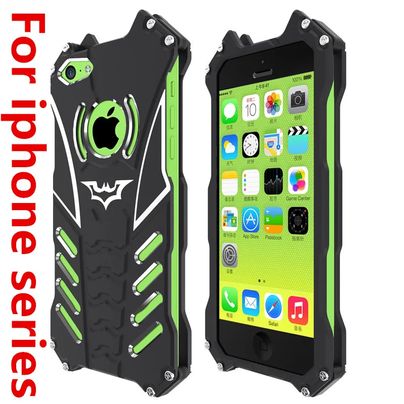 R-Just Batman Metal Armor Case For iphone 5S 5c 6S Plus Cover Iron Man Phone Cases 7 8 XR Xs max Aluminum Coque |