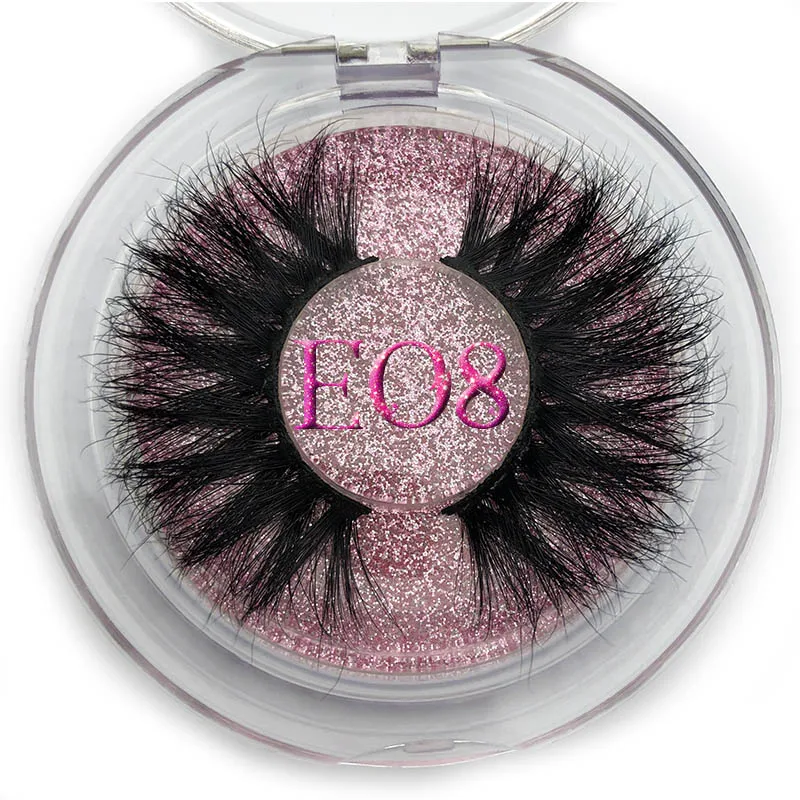 Mikiwi 25mm Mink Eyelashes 20/30/50 Wholesale 3D Mink Lashes round case custom packaging Label Makeup Dramatic Long Mink Lashes 3