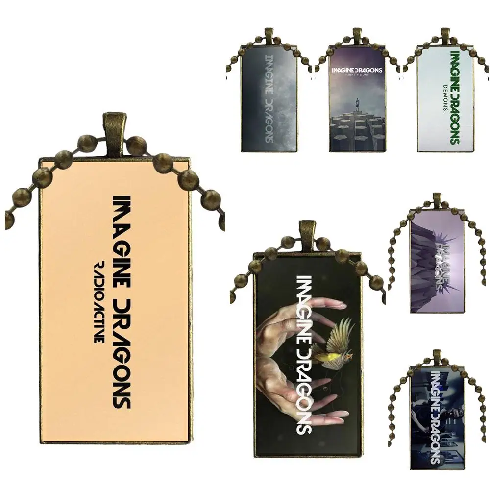 

For Wedding Imagine Dragons Blue And Grey Logo Fashion Necklace Handmade Rectangle Shape Choker Necklace Jewelry Multi Designs