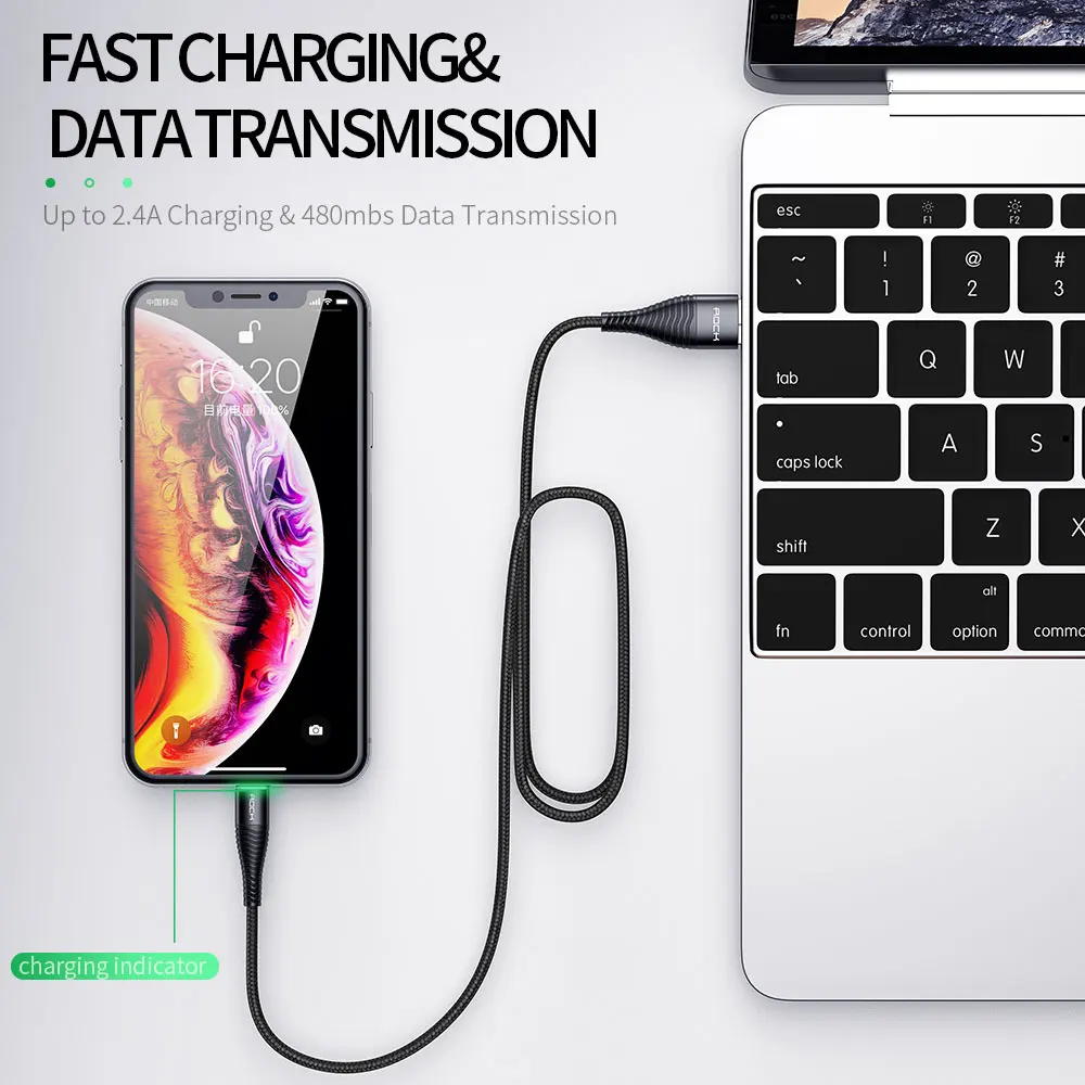 روك الصمام شحن سريع كابل الشاحن ل فون باد كابل يو اس بي ل فون XS X 8 الإضاءة كابل الشاحن المحمول الهاتف كابل بيانات