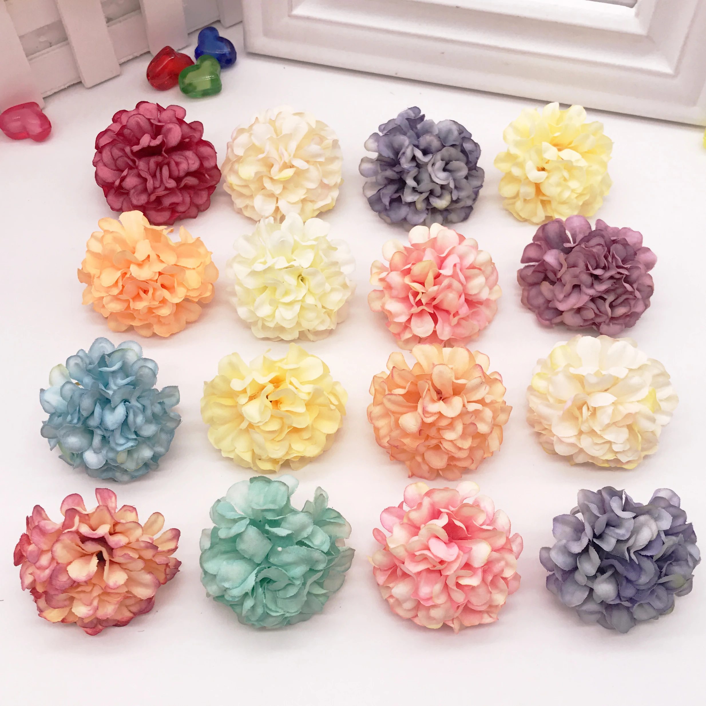 

10pcs/lot artificial flower silk hydrangea flower head for wedding party home decoration DIY wreath gift box scrapbook craft