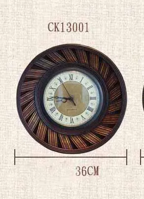 Ретро простые дизайнерские бамбуковые настенные часы для гостиной настенные часы креативное время обучения Бар Настенные часы лучшее оформление спальни - Цвет: CK13001