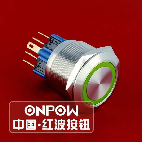 ONPOW 22 мм пусковая остановка двигателя из нержавеющей стали 1NO1NC IP65 кольцо с