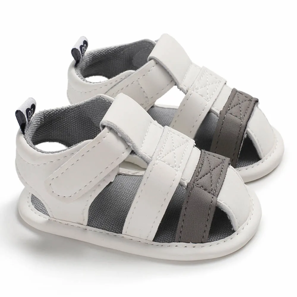 Hot Summer Baby Boys Pu Leather Anti-Slip Breathable Shoes Mixed Color Shoes Toddler Soft Soled Garden Shoes Beach Shoes