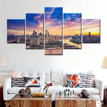 

Large HD Poster Print City on the Sea in the Dusk Landscape Photo Sunset for Modern Home Decor Modular Painting Canvas Dropship