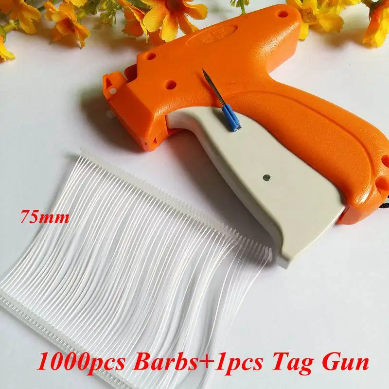 1 шт. Tag Gun+ 1000 или 5000 шт. 75 мм прозрачный колкостями одежды Цена Этикетка Tagging одежда Tag Gun пистолетного Etiquetadora Precio - Цвет: 1000 Barbs and tool