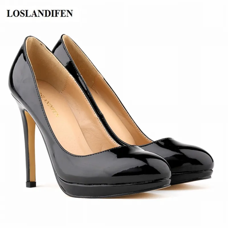 

LOSLANDIFEN Women Platform Pumps Shoes Party Pointed Toe Custom Red Bottom Spring Autumn Dress Pumps COURT SHOES 806-1