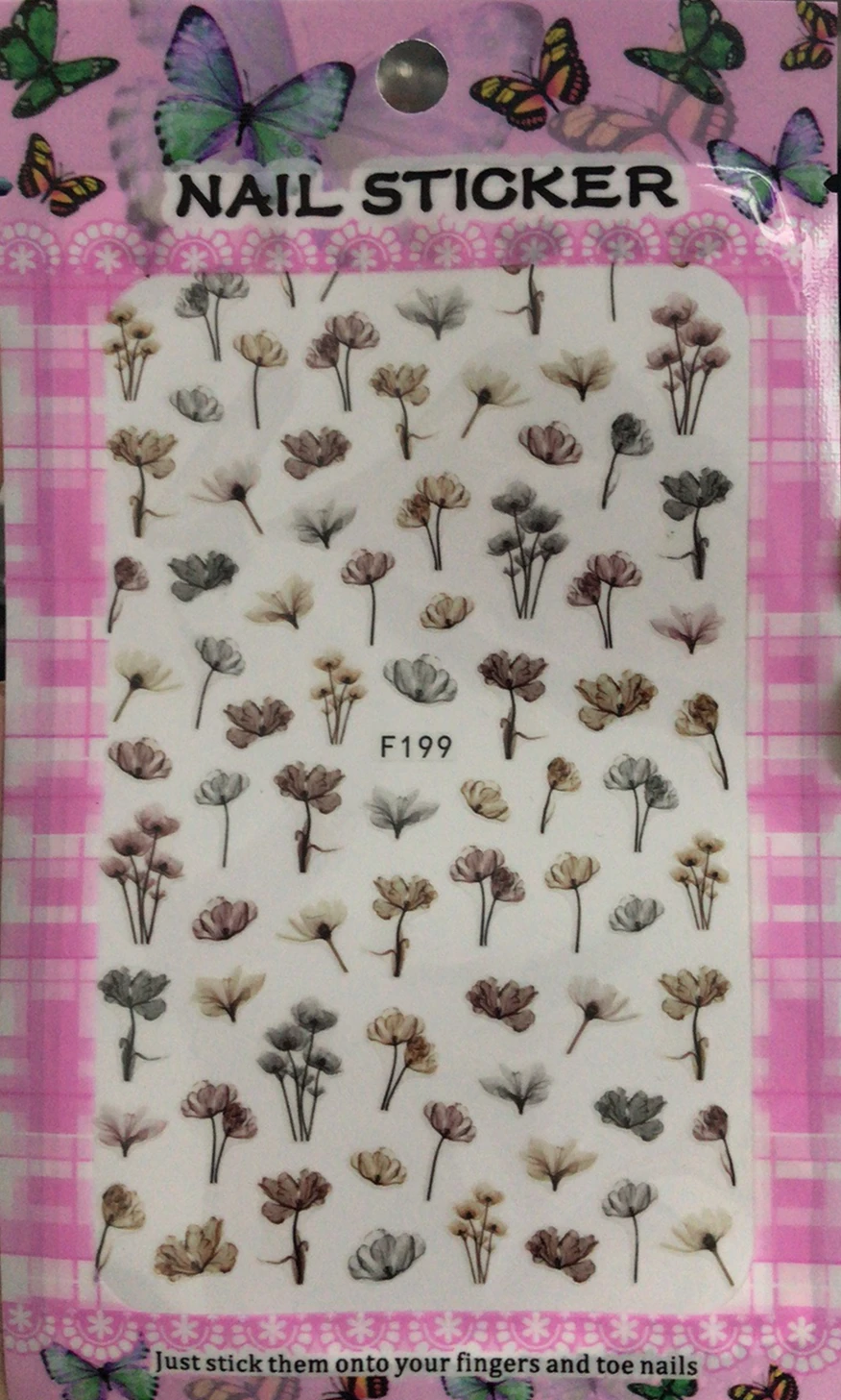 1 Sheet Pink Plum/Garden Flowers/Dande 3D Embossed Nail Sticker Flower Adhesive DIY Manicure Slider Nail Art Tips