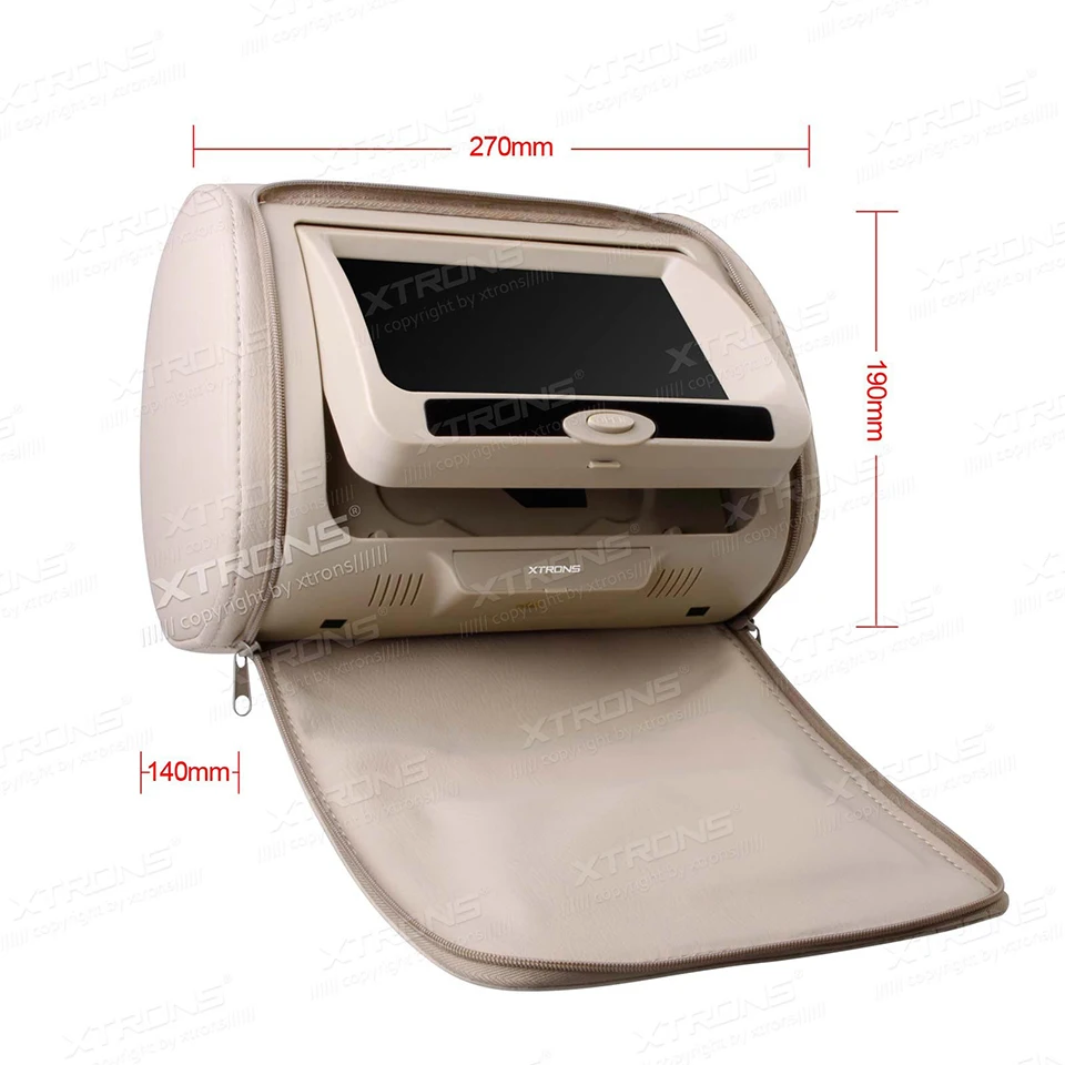 Top 2x7" Car Headrest DVD Player Rear Seat TV Cover With Zipper Support 32 & 8 Bits Game 2 Modes To Play IR FM USB SD Pillow Monitor 4