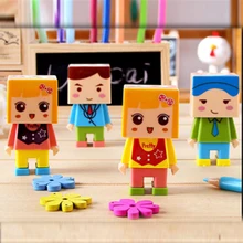 Новинка, милая Пластиковая точилка для карандашей с рисунком, 6 шт./лот, с ластиком для детей, школьников,, точилки для карандашей