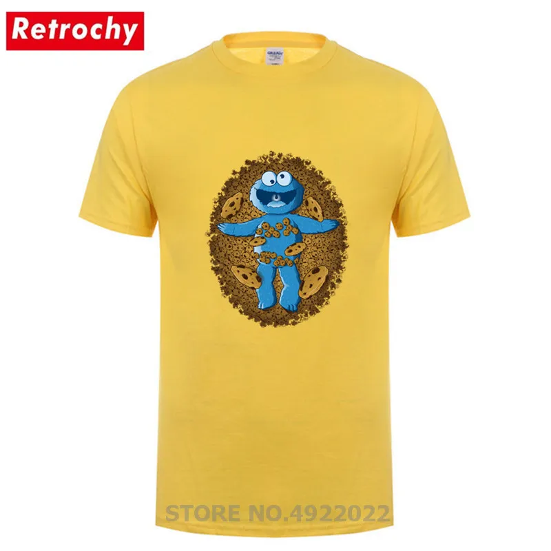 

Men Novelty Sesame Street Cookie Monster T Shirt Graphic Kawaii Brand T-shirt Summer Funny Homme Male Pure Cotton O-neck Tshirts